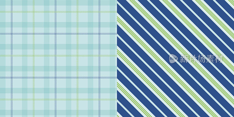 IS_Plaid_Stripes_Pattern_Set_Green_Aqua