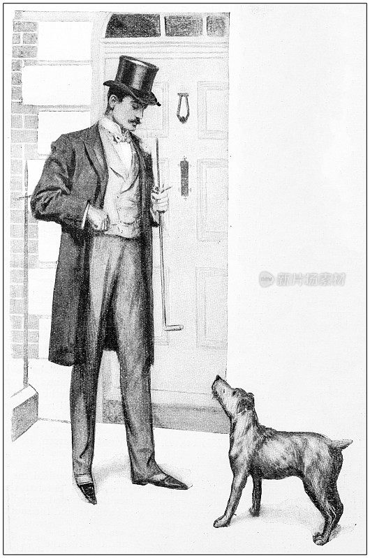 古画插图:人与狗