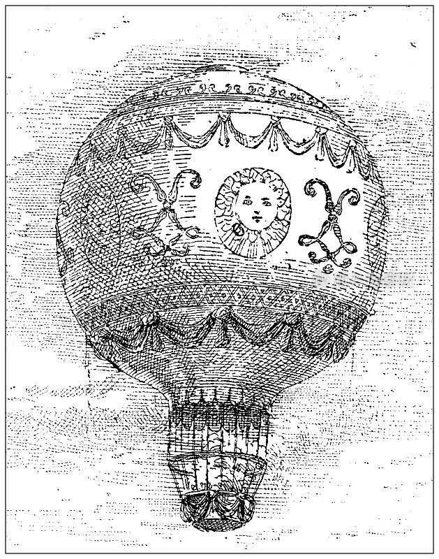 古董插画:热气球