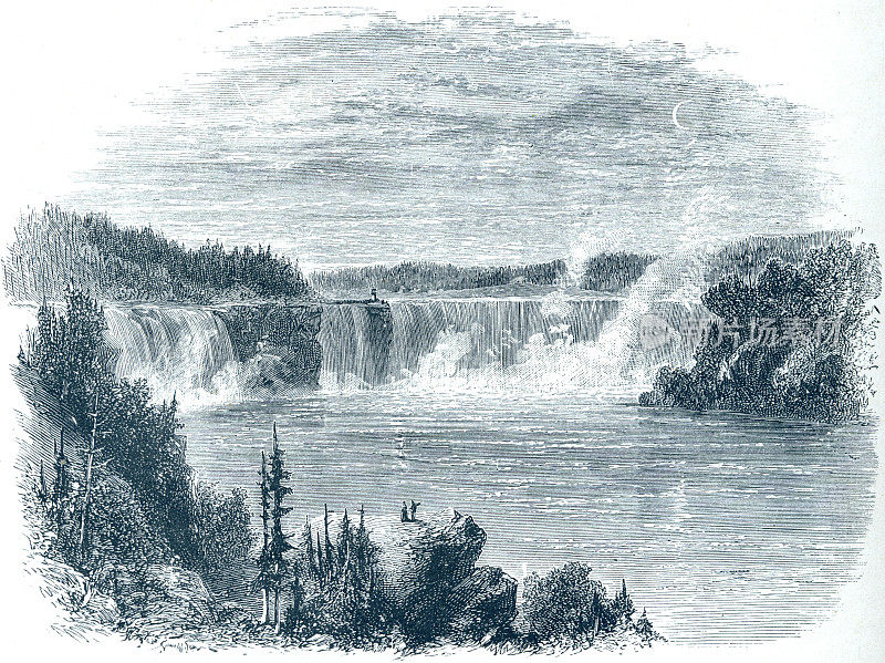 从19世纪的悬索桥上俯瞰尼亚加拉瀑布