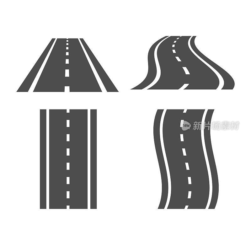 道路插图图标:矢量