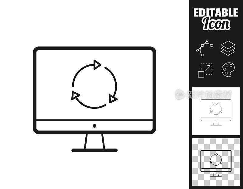 刷新或重新加载桌面计算机。图标设计。轻松地编辑