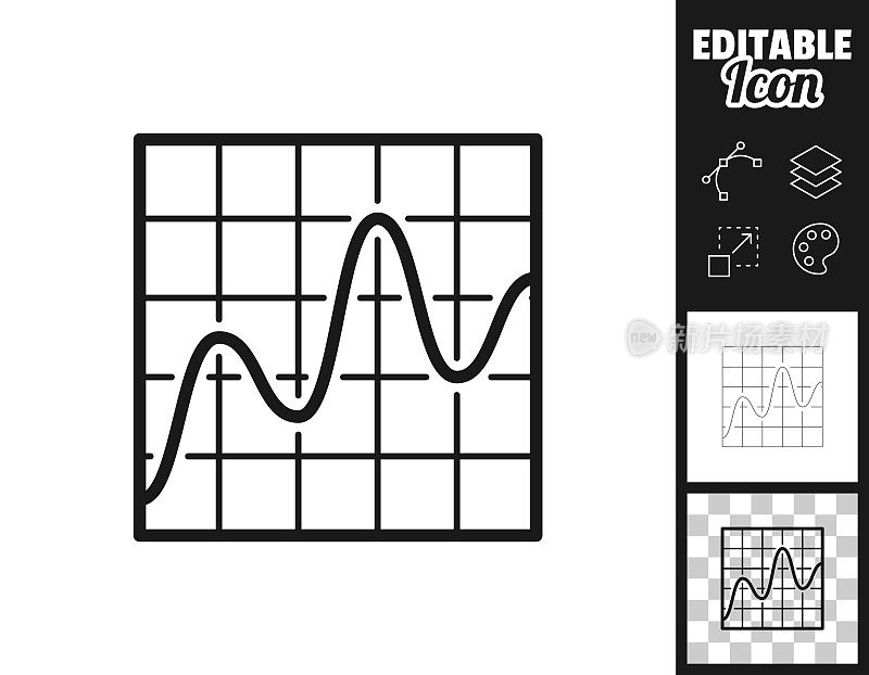 曲线图表。图标设计。轻松地编辑