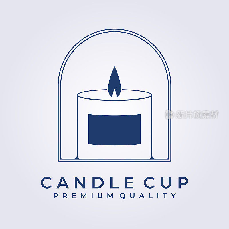 蜡烛杯光火焰标志矢量图标符号标志标签徽章徽章插图设计图形线艺术简单的蜡烛标志