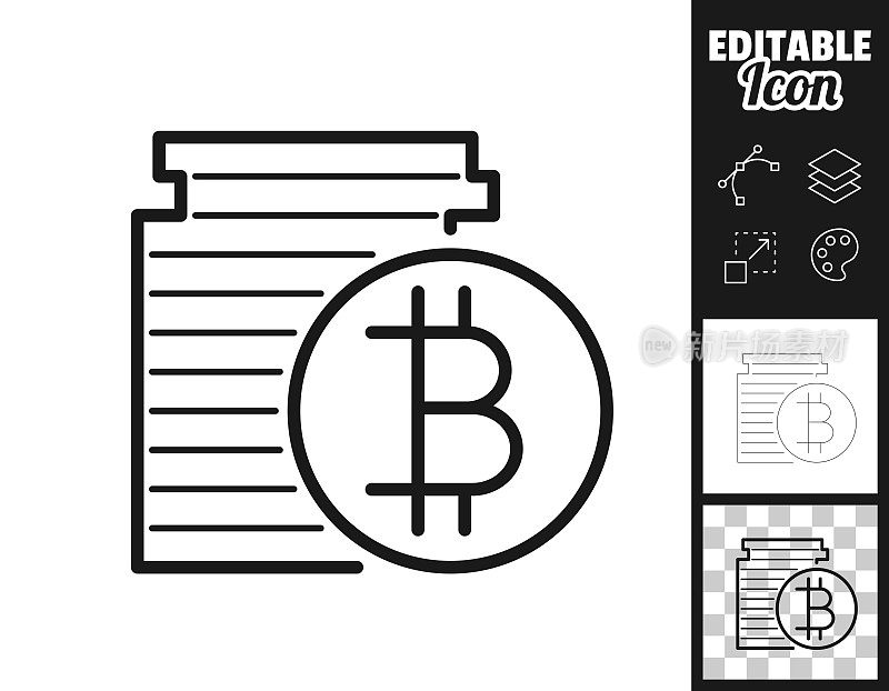 比特币金币堆栈。图标设计。轻松地编辑