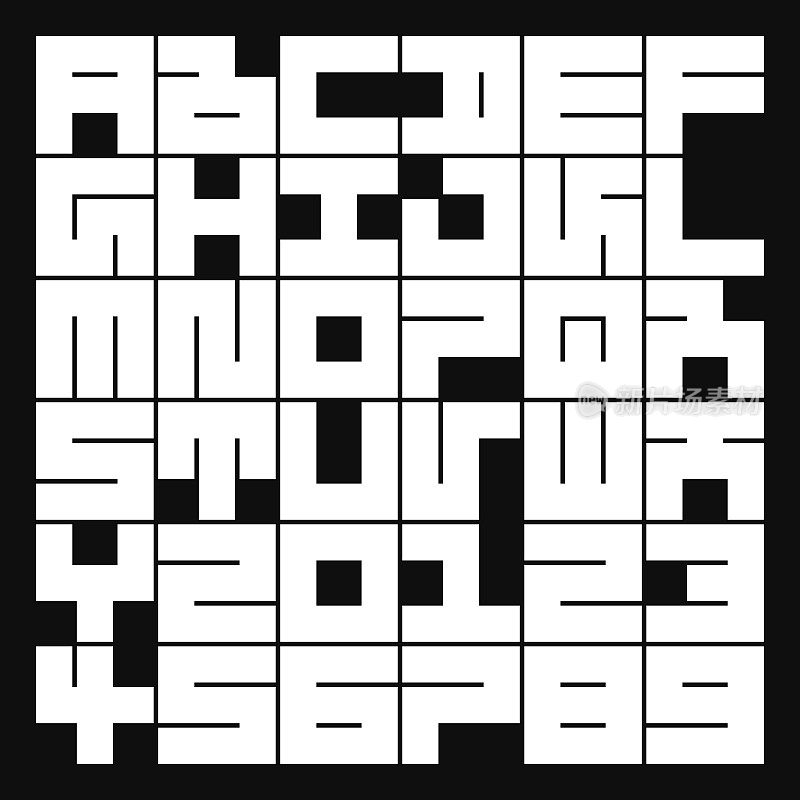 立方体单面A1字体-字母和数字
