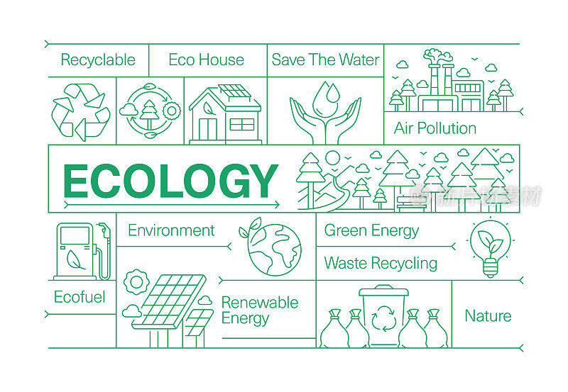 生态线图标集和横幅设计