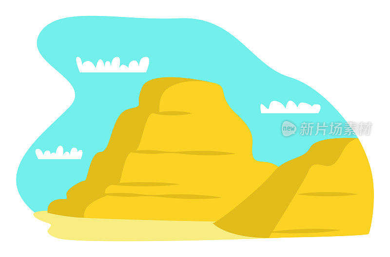 埃及金字塔在沙漠矢量隔离在白沙和天空