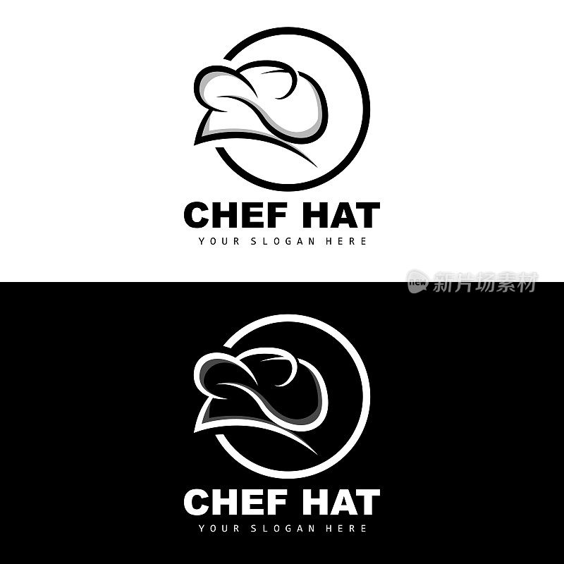 厨师帽子标志，餐厅厨师矢量，设计为餐厅，餐饮，熟食店，面包店