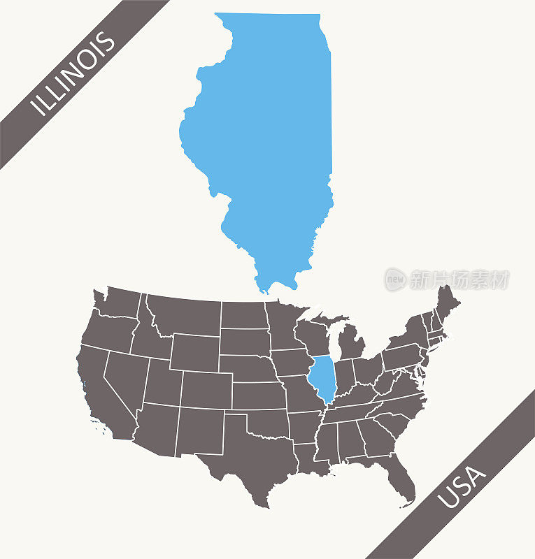 伊利诺伊州地图矢量轮廓制图法