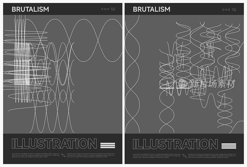 抽象黑白野兽主义涂鸦线条造型海报模板背景集合