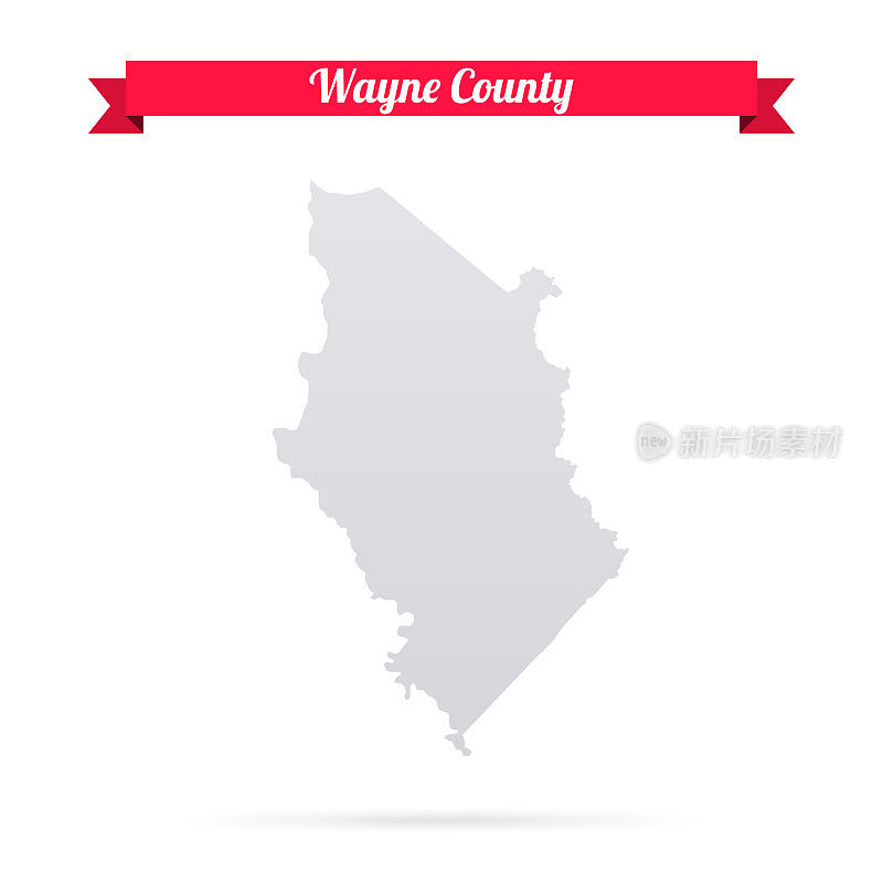 西弗吉尼亚州韦恩县。白底红旗地图