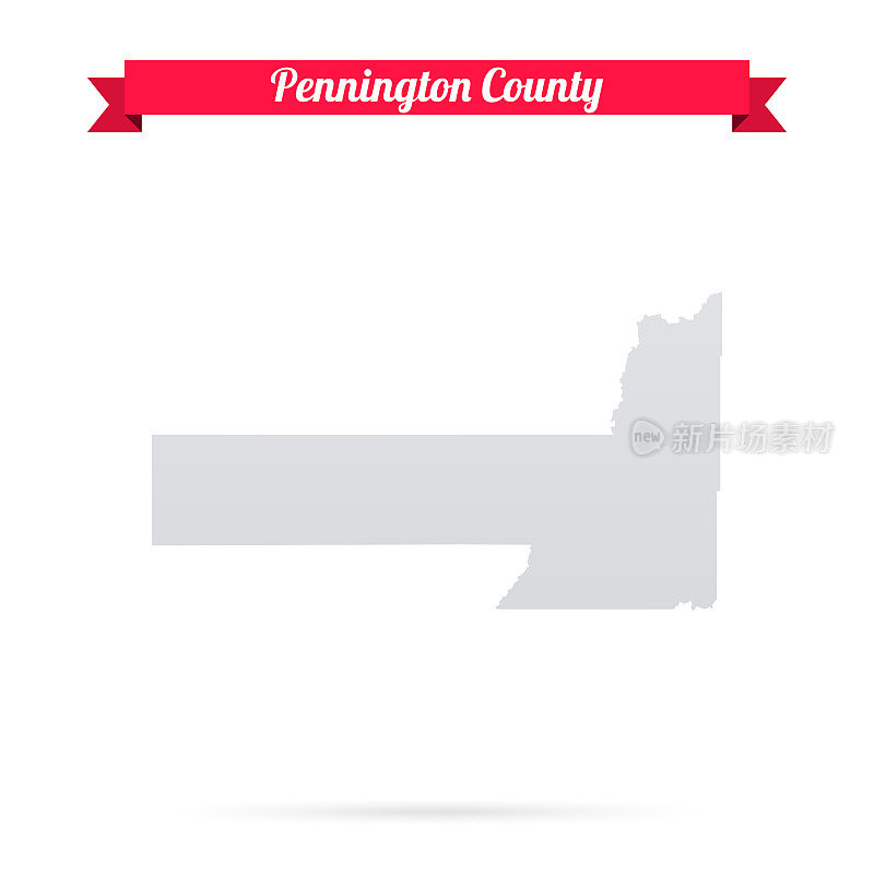 南达科他州彭宁顿县。白底红旗地图