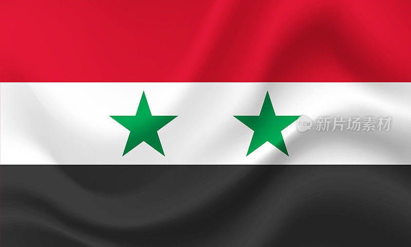 矢量叙利亚国旗。叙利亚国旗。叙利亚国旗插图。官方色彩
