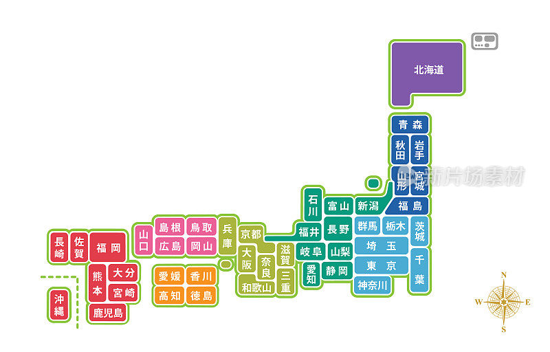 日本地图以白色为背景