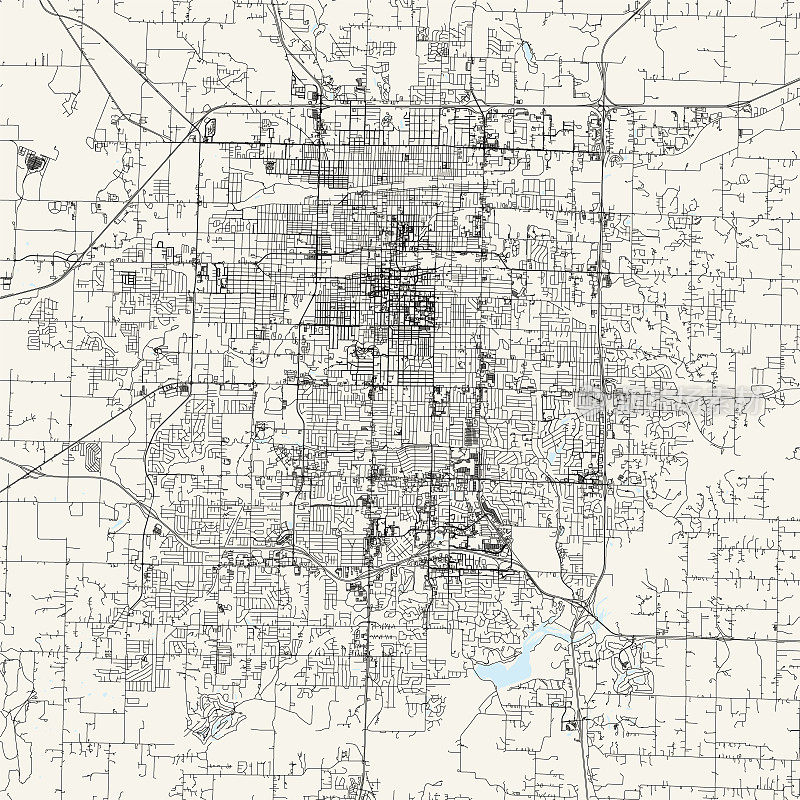 斯普林菲尔德，密苏里，美国矢量地图