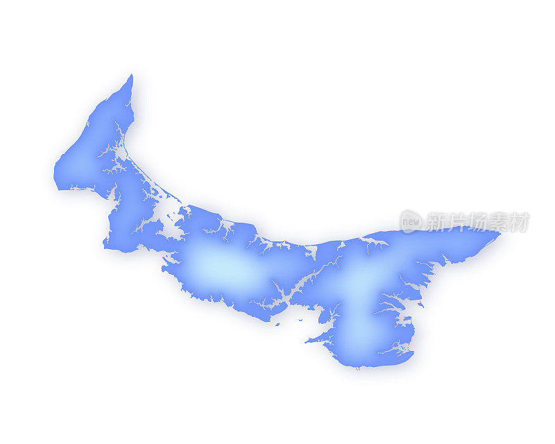 爱德华王子岛，PEI，加拿大软蓝色矢量地图插图