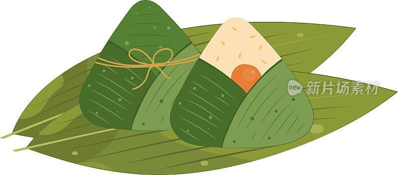 传统粽子粽子食品，端午插画图文元素