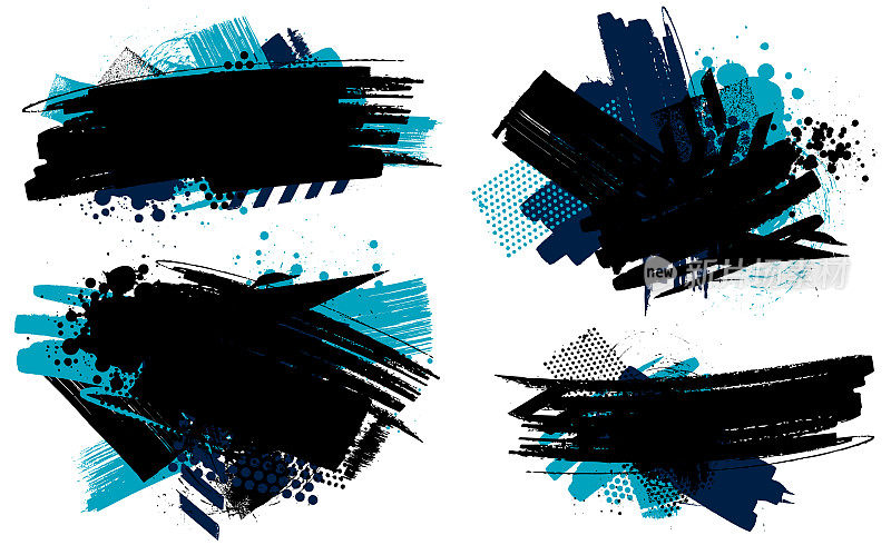 抽象的黑色和蓝色垃圾纹理和图案矢量