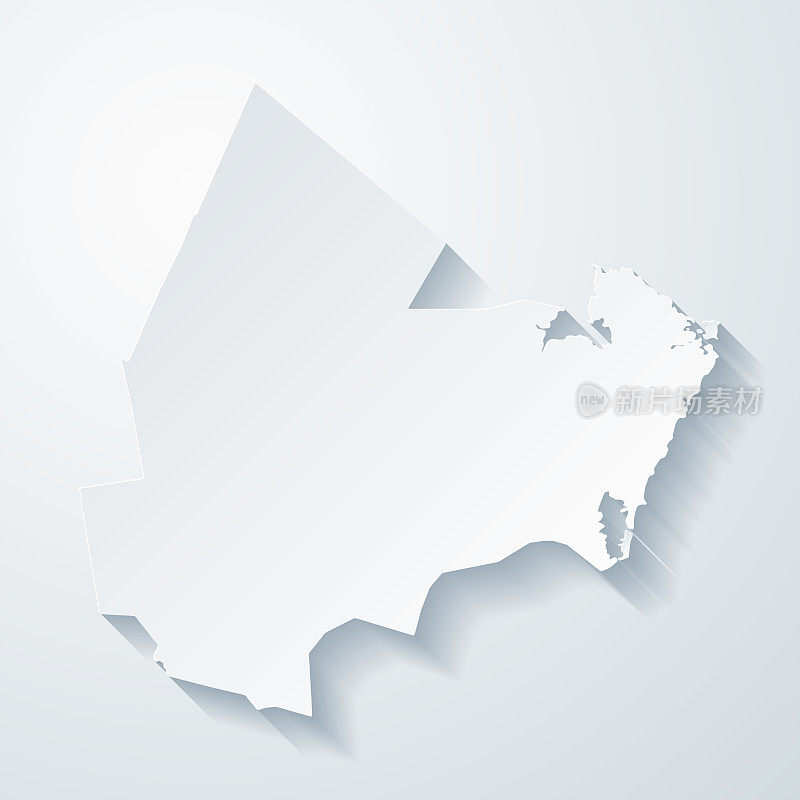 罗金厄姆县，新罕布什尔州。地图与剪纸效果的空白背景