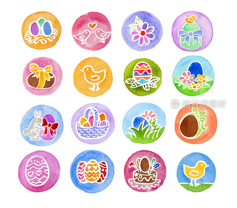 复活节水彩网页图标集