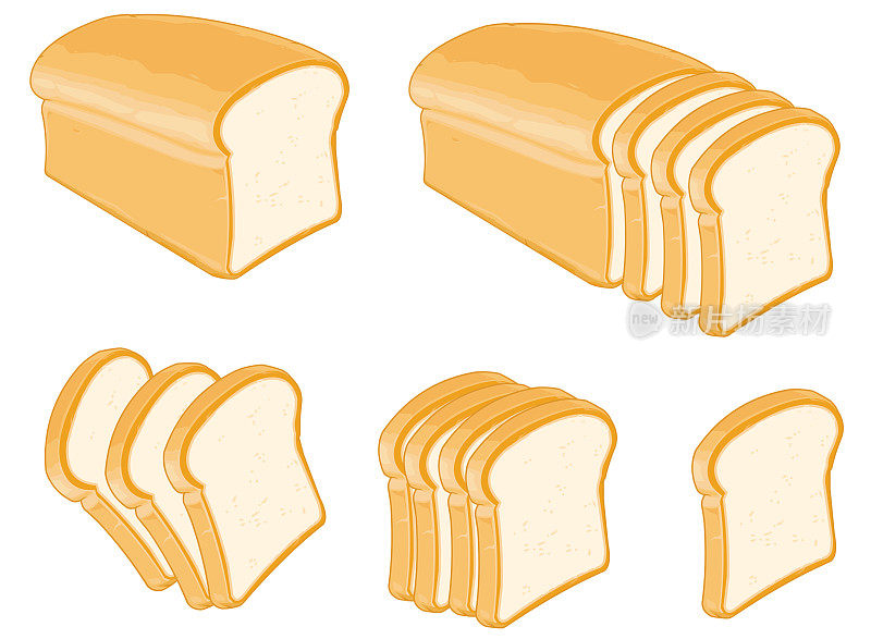 一整条白面包和切片