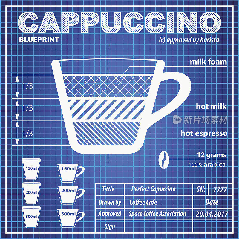 咖啡卡布奇诺的构图和制作方案