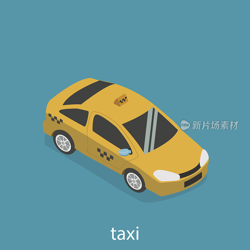 出租车内乘客的等距三维概念矢量运输。站在运输现场。