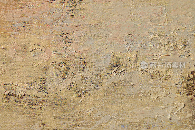 棕色抽象艺术背景。画布上的丙烯酸染料。温暖的颜色。柔和的油漆笔触。