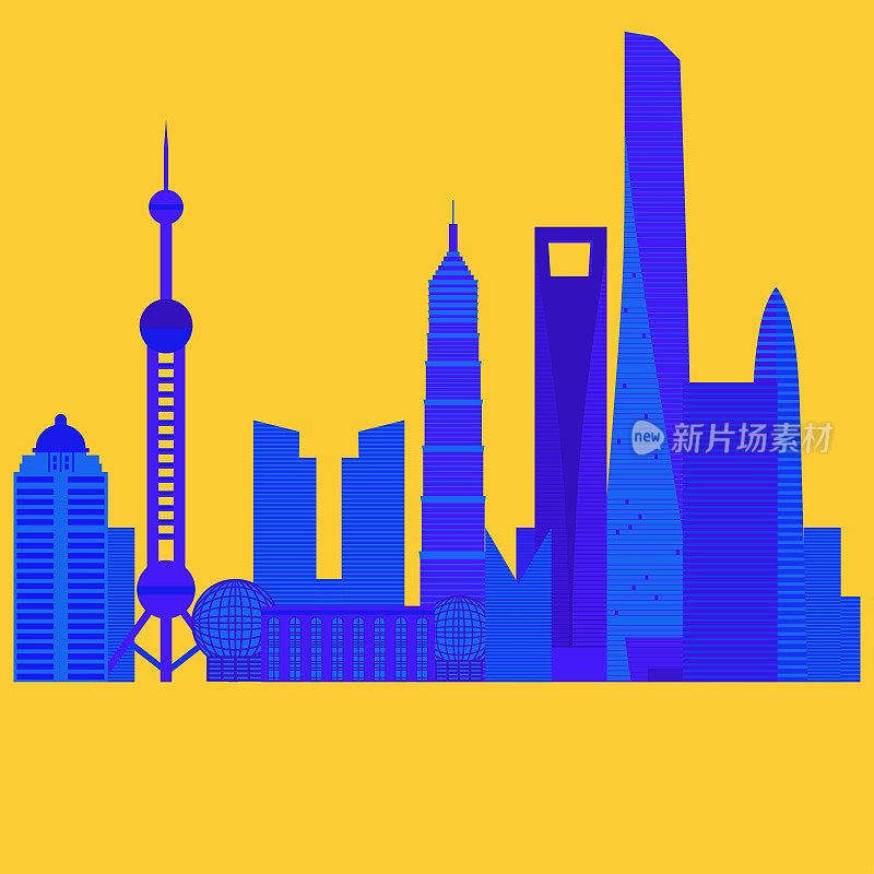 中国国家大厦，旅游标志性地标。上海市建筑。亚洲旅游度假观光。