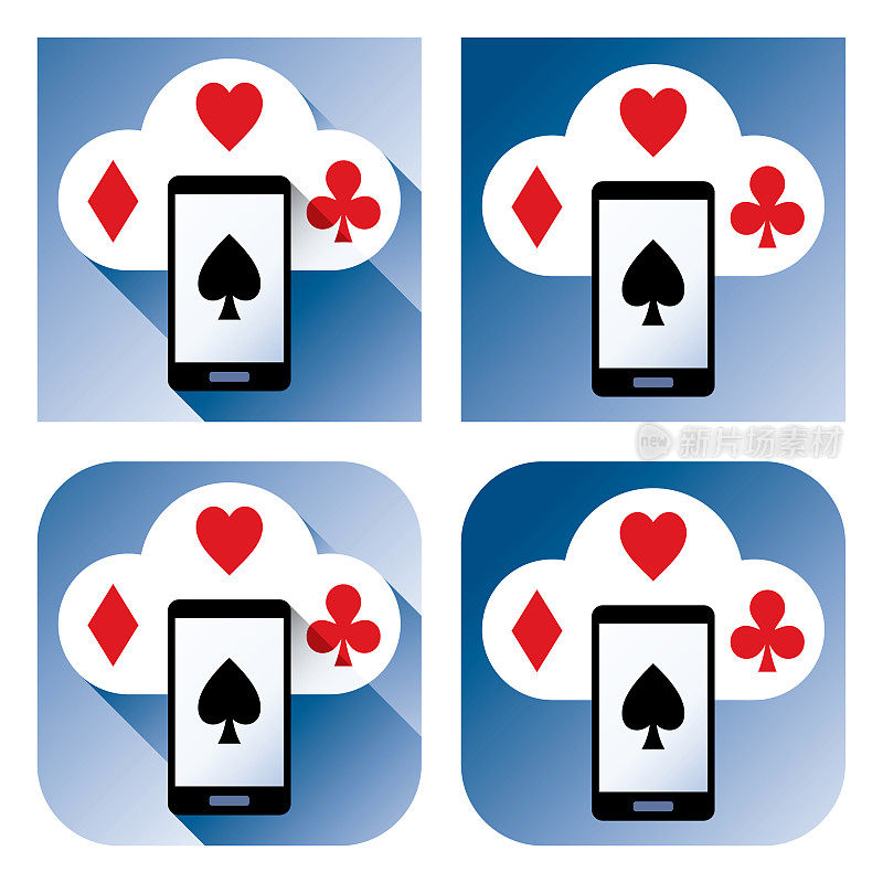 智能手机和云在线扑克图标