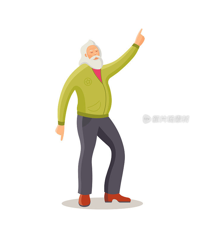 老人老年人蹲着跳舞。