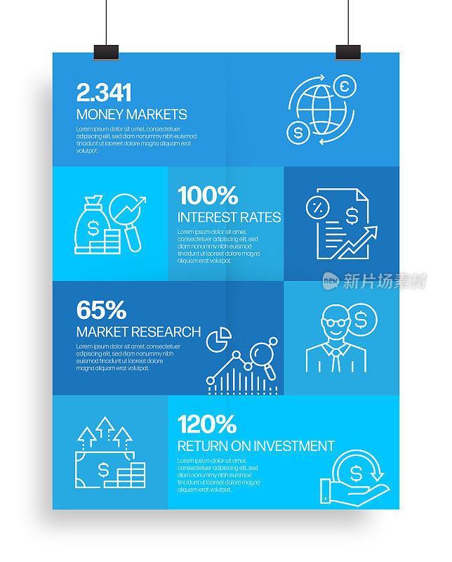 经济和金融概念信息图模板，元素和图标。简单的矢量信息图设计