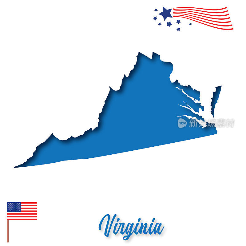 美国剪纸州图:弗吉尼亚州