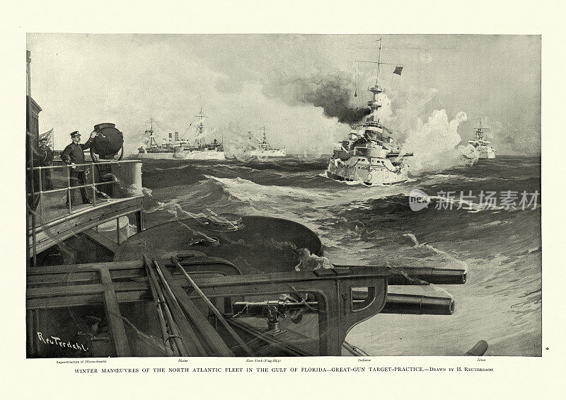美国海军军舰在演习,战列舰,19世纪