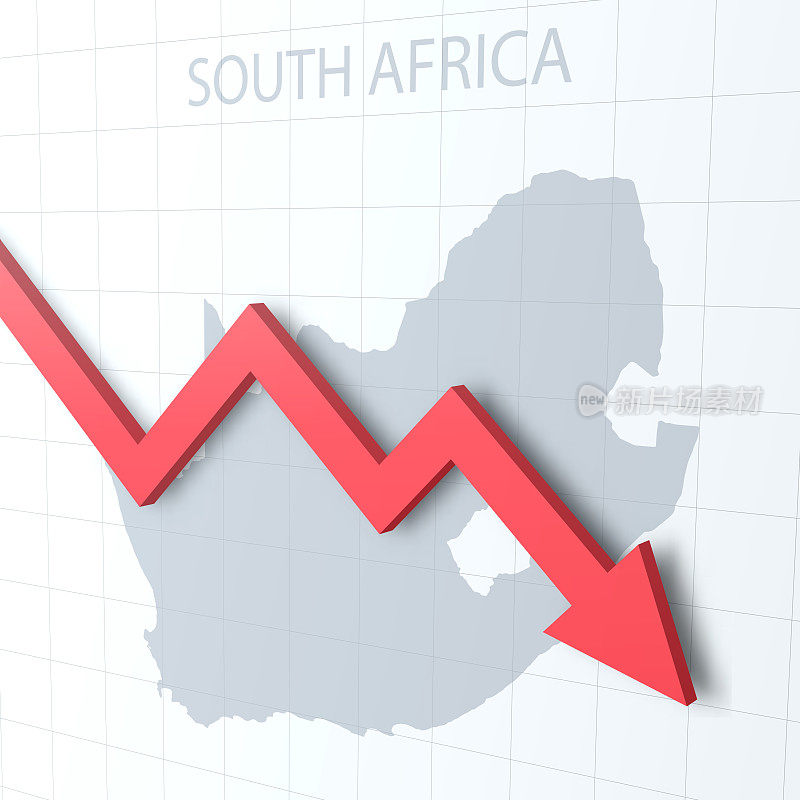 下落的红色箭头与南非地图的背景