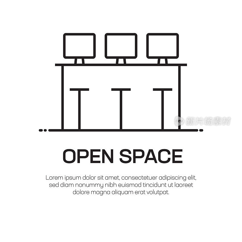 开放空间办公矢量线图标-简单的细线图标，优质的设计元素