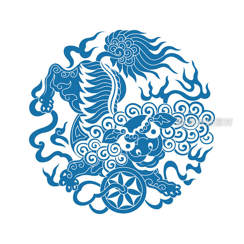 舞狮(中国传统剪纸艺术)