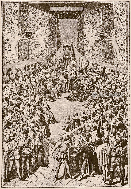 1458年，在旺多姆由法国国王查理七世主持的法庭上，对艾伦孔公爵让的叛国罪进行审判