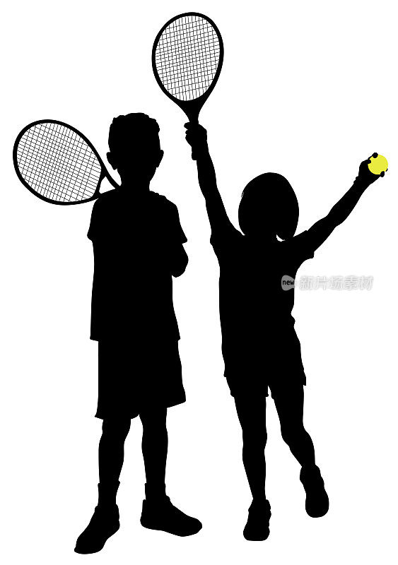 两个网球运动员的剪影