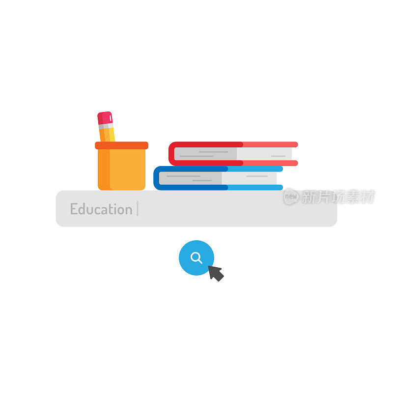 搜索栏和教育图标矢量设计的白色背景。