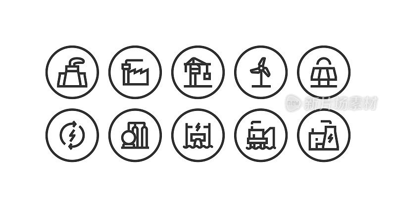核电厂，输电塔，发电厂，工厂生产，建筑行业标志