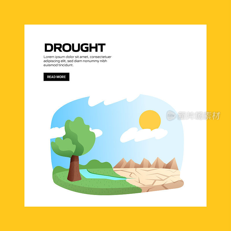 干旱概念矢量插图网站横幅，广告和营销材料，在线广告，社交媒体营销等。
