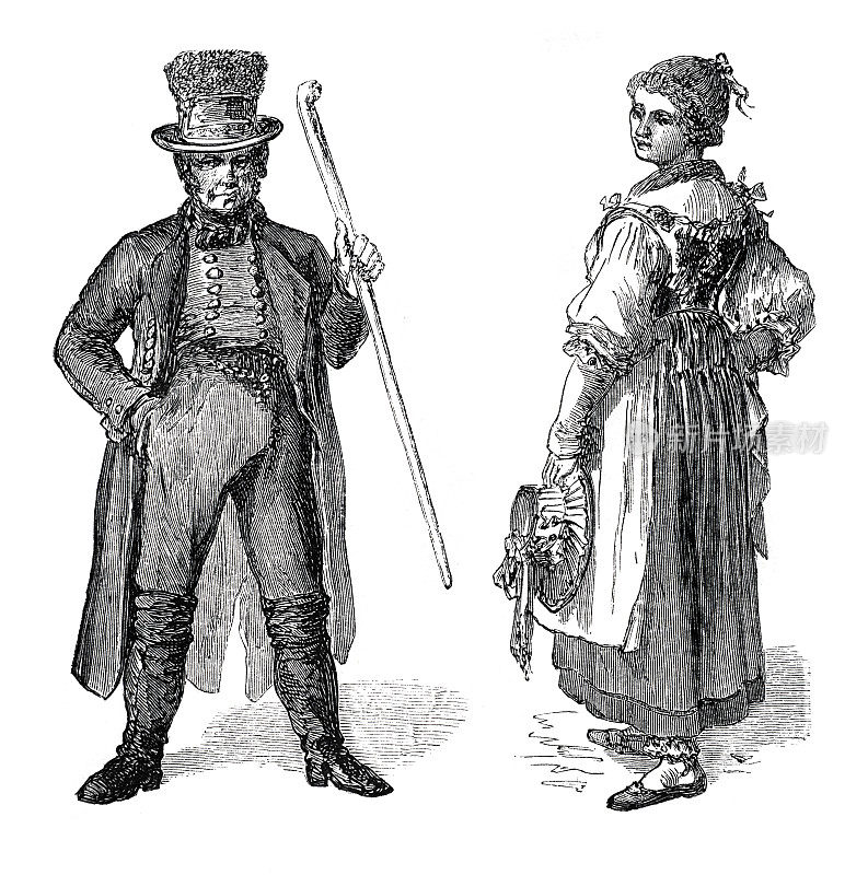 1862年，德国巴伐利亚身着传统服装的夫妇