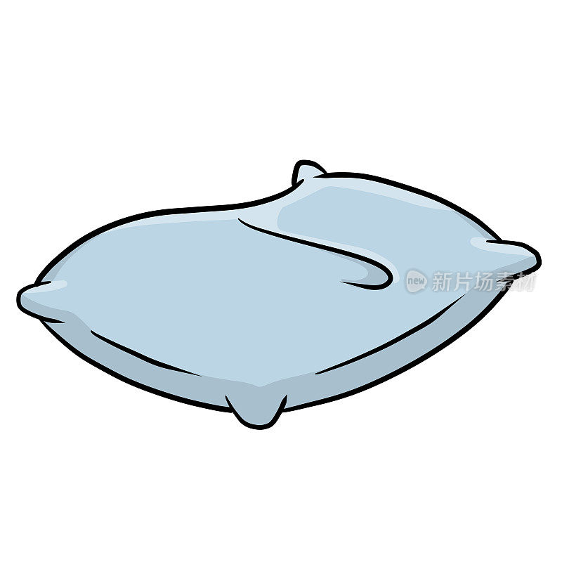 枕头。大大小小的物体。卡通平面插图。蓝色软垫。卧室和床的睡眠元素