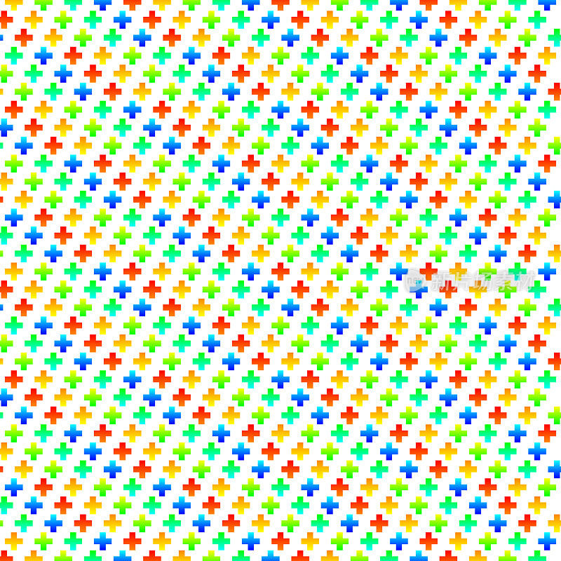 图案分开加形状，彩虹色条纹，在白色背景