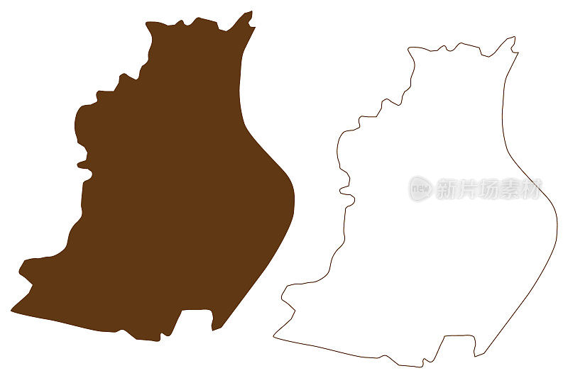 罗森海姆市(德国联邦共和国，城市区上巴伐利亚，自由巴伐利亚州)地图矢量插图，涂鸦草图罗森海姆地图