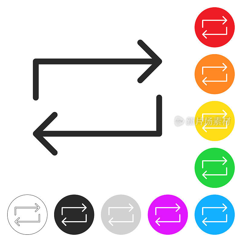 重复。按钮上不同颜色的平面图标