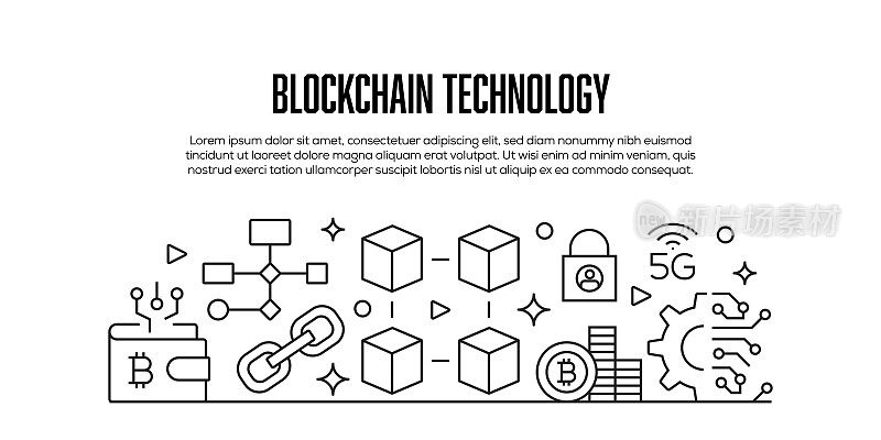 区块链技术相关的现代线条风格横幅设计