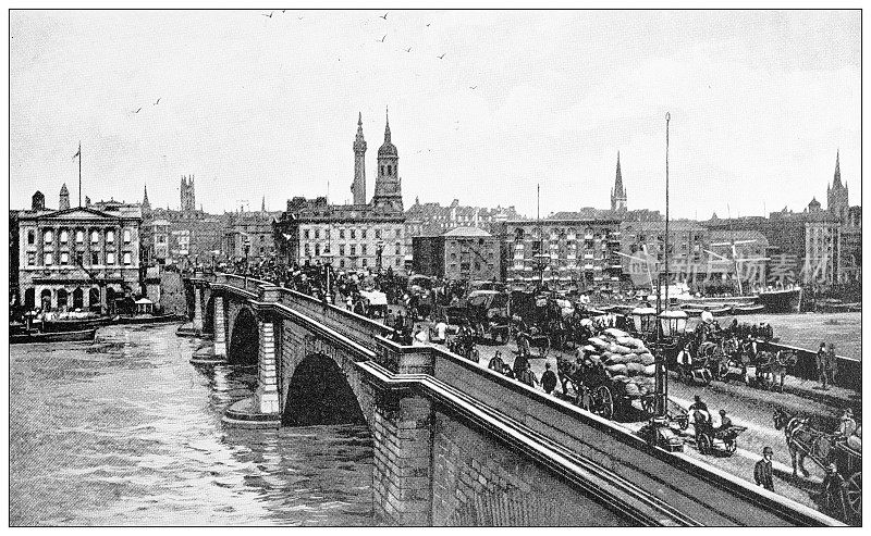 伦敦的古董旅行照片:伦敦桥